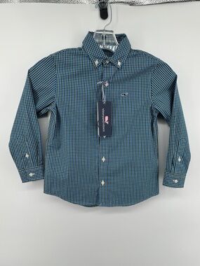 Vineyard Vines Preppy Coastal Classic Navy Plaid Button-Down Shirt Sz5B